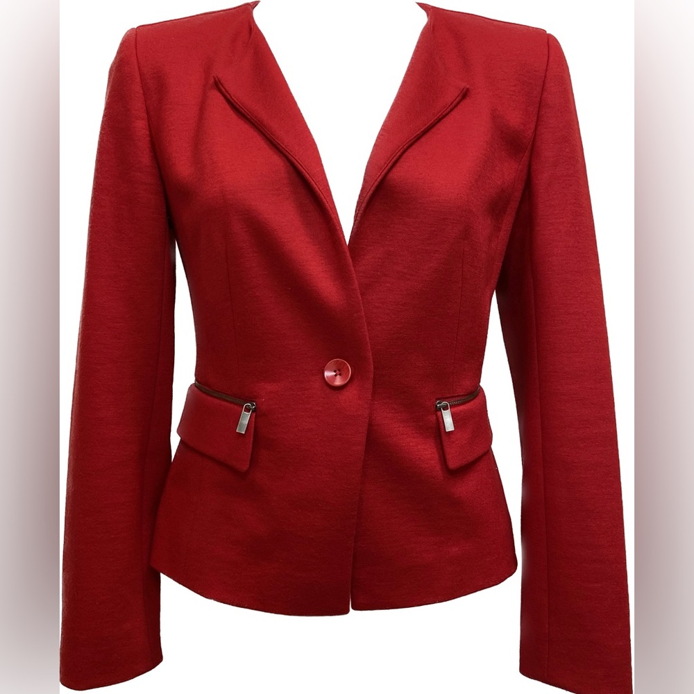 Classiques Entier Fitted One Button Red Blazer - image 1